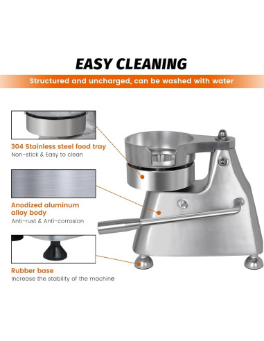 Prensa de Hamburguesas Hakka SL-035 Acero Inoxidable 3 en 1