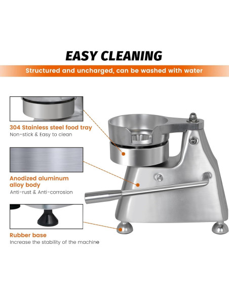 Prensa de Hamburguesas Hakka SL-035 Acero Inoxidable 3 en 1