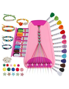 Kit de Fabricación de Pulseras de Amistad Maynacs Rosa 28 Hilos