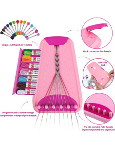 Kit de Fabricación de Pulseras de Amistad Maynacs Rosa 28 Hilos 2