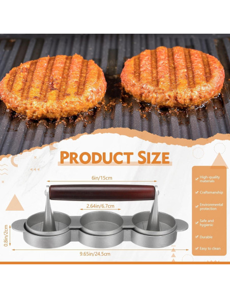 Prensa para Mini Hamburguesas Teenyyou 3 Moldes 24.5 cm Prensa para Mini Hamburguesas Teenyyou 3 Moldes 24.5 cm
