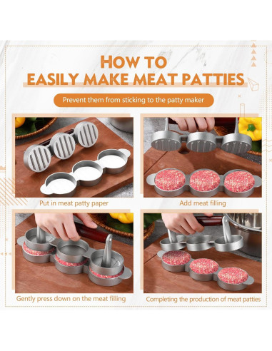 Prensa para Mini Hamburguesas Teenyyou 3 Moldes 24.5 cm