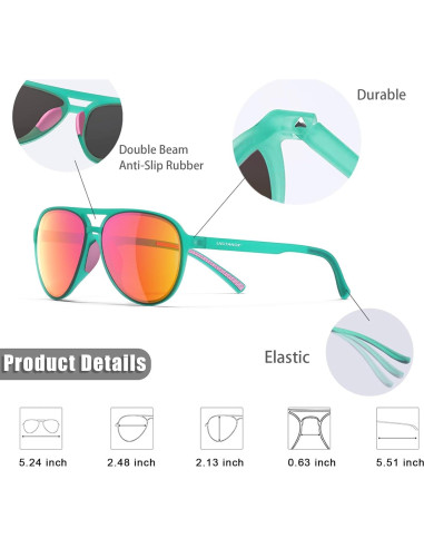 Gafas de sol vintage polarizadas Lasiyanor UV400 menta