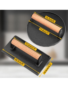 Prensa de Hamburguesas y Tocino Leonyo 2 Pcs Hierro Fundido 2