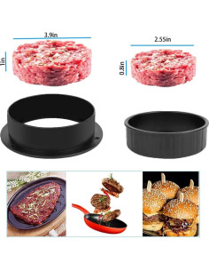 Prensa de Hamburguesas 3 en 1 KWBLWF Antiadherente con 100 Papeles 2