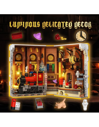 HOGOKIDS Estación de Tren Mágica 1300 Piezas Juguete de Construcción