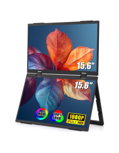 Monitor Doble Portátil HGFRTEE 15.6" FHD Rotación 360