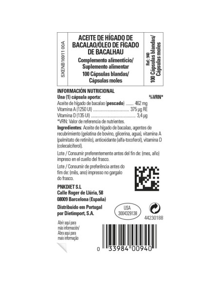 Solgar Aceite de Hígado de Bacalao 100 Cápsulas Blandas Vitaminas A y D
