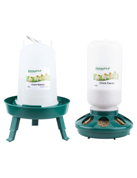 Kit Alimentador y Bebedero ZenxyHoC 1.1L para Pollitos