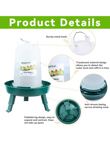Kit Alimentador y Bebedero ZenxyHoC 1.1L para Pollitos