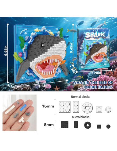 Juego de Bloques de Construcción 3D Tiburón BseSparklion 1644 PCS
