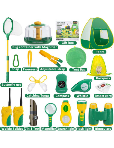 Kit de Exploración al Aire Libre GPUSFAK con Tienda y Walkie Talkies