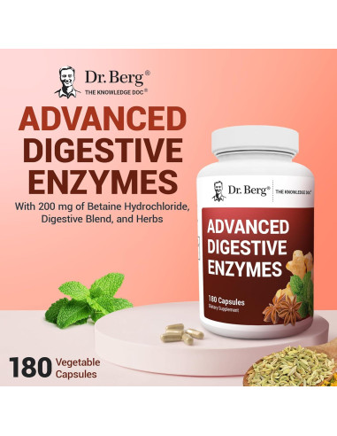 Enzimas Digestivas Avanzadas Dr. Berg 180 Cápsulas con Vinagre