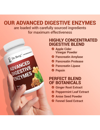 Enzimas Digestivas Avanzadas Dr. Berg 180 Cápsulas con Vinagre