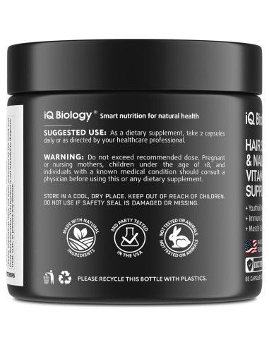Suplemento de Biotina 10,000 mcg IQ BIOLOGY - 60 Cápsulas