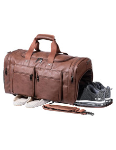 Bolsa de Viaje de Cuero Seyfocnia 52L con Compartimento para Zapatos