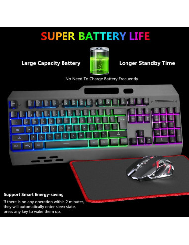 Teclado y Ratón Gaming Inalámbricos Cakce RGB Recargables