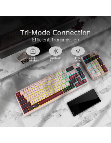 Teclado Mecánico KZZI K68 Pro Inalámbrico Compacto RGB