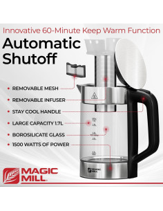 Hervidor Eléctrico Magic Mill Pro 1.7L con Infusor de Té 2