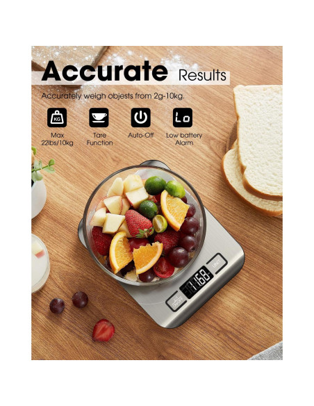 Balanza de Cocina Digital Mik-Nana 10 kg Plata LCD 6 Unidades