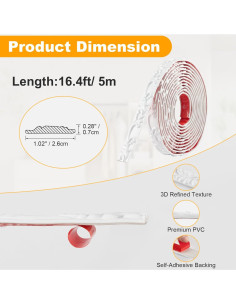 Moldura de Corona Autoadhesiva Blanca HOHNNYREET 5m x 2.6cm 2