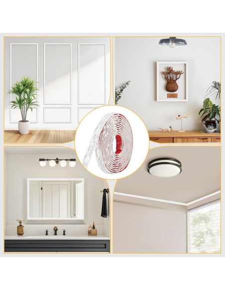 Moldura de Corona Autoadhesiva Blanca HOHNNYREET 5m x 2.6cm