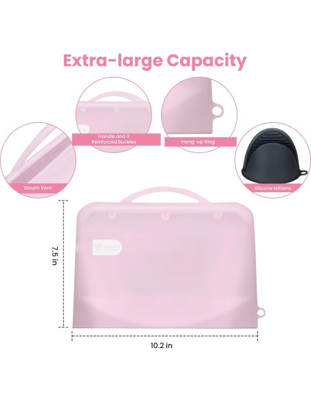 Bolsa de Esterilización de Silicona Rosa para Microondas 2PC