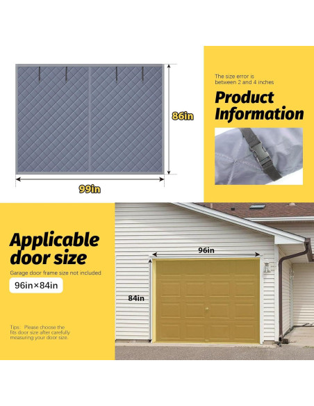 Cortina Aislante Térmica ZEIWEO para Puertas de Garaje 2.44x2.13m