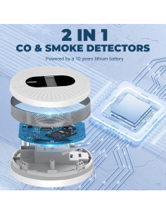 Detector de Humo y Monóxido de Carbono Antercite 10 Años Batería 2