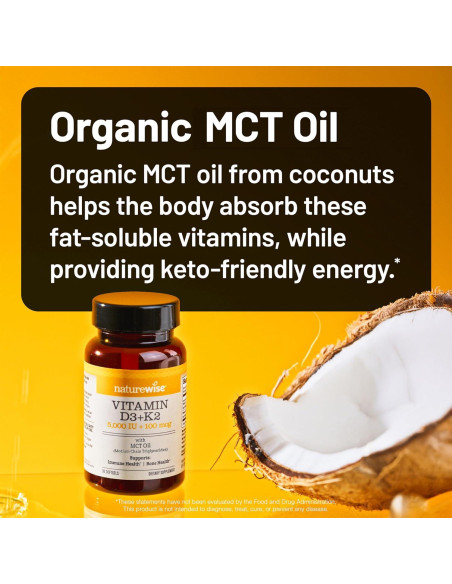 NatureWise Vitamina D3 5000UI + K2 100mcg Vegana - 30 Gelatinas