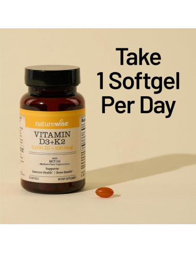 NatureWise Vitamina D3 5000UI + K2 100mcg Vegana - 30 Gelatinas