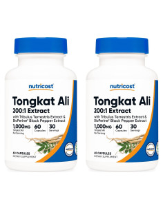 Nutricost Tongkat Ali 1000mg 60 Cápsulas Vegetarianas - Paquete de 2