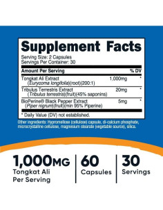Nutricost Tongkat Ali 1000mg 60 Cápsulas Vegetarianas - Paquete de 2 2