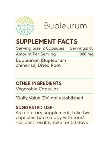 Bupleurum 60 Cápsulas 500 mg Herbera - Extracto Herbal Natural