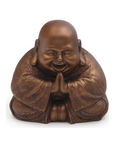 Estatua Buda Feliz Hotei 19 cm Bronce Polystone Decoración