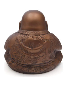 Estatua Buda Feliz Hotei 19 cm Bronce Polystone Decoración 2