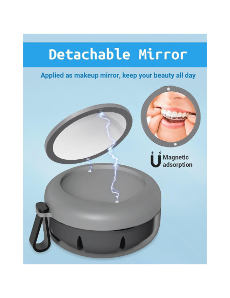 Estuche para Dentaduras SEANCHEER Gris Portátil a Prueba de Fugas