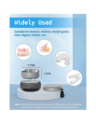 Estuche para Dentaduras SEANCHEER Gris Portátil a Prueba de Fugas