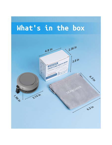 Estuche para Dentaduras SEANCHEER Gris Portátil a Prueba de Fugas