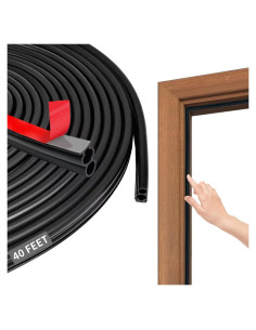 Burlete Autoadhesivo ZWZIOO 12m Negro Aislamiento Puertas