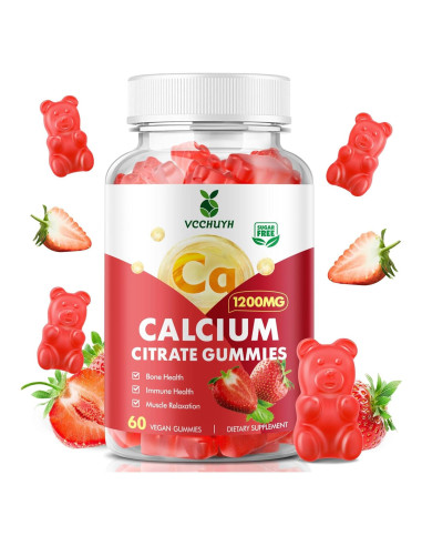 Gomitas de Calcio Citrato 1200mg VCCHUYH Sabor Fresa 60 Unidades
