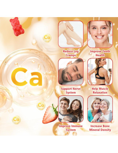 Gomitas de Calcio Citrato 1200mg VCCHUYH Sabor Fresa 60 Unidades