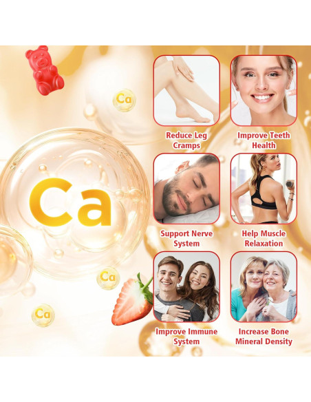 Gomitas de Calcio Citrato 1200mg VCCHUYH Sabor Fresa 60 Unidades