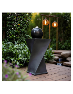 Fuente Esférica de Agua Zen Warm Garden - 38x35x70 cm Negra