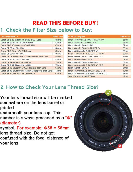 Tapa de Lente 55mm Waka para Nikon D3500 D3400 D5600