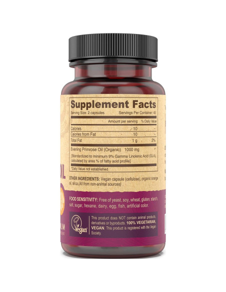 Aceite de Onagra Vegano DEVA 90 Cápsulas Prensado en Frío