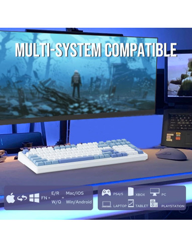 Teclado Mecánico Inalámbrico EPOMAKER F99 96% Azul Claro