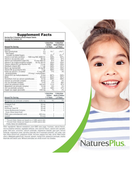 Multivitamina Masticable para Niños Natures Plus 90 Tabletas