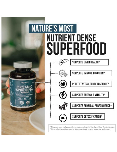 Tabletas de Espirulina Orgánica Parry 360 Tabletas - Alta Densidad Nutricional