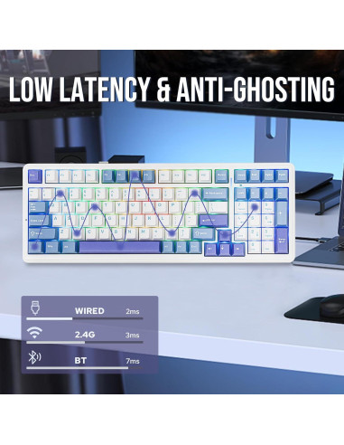 Teclado Mecánico Inalámbrico EPOMAKER F99 96% Azul Claro